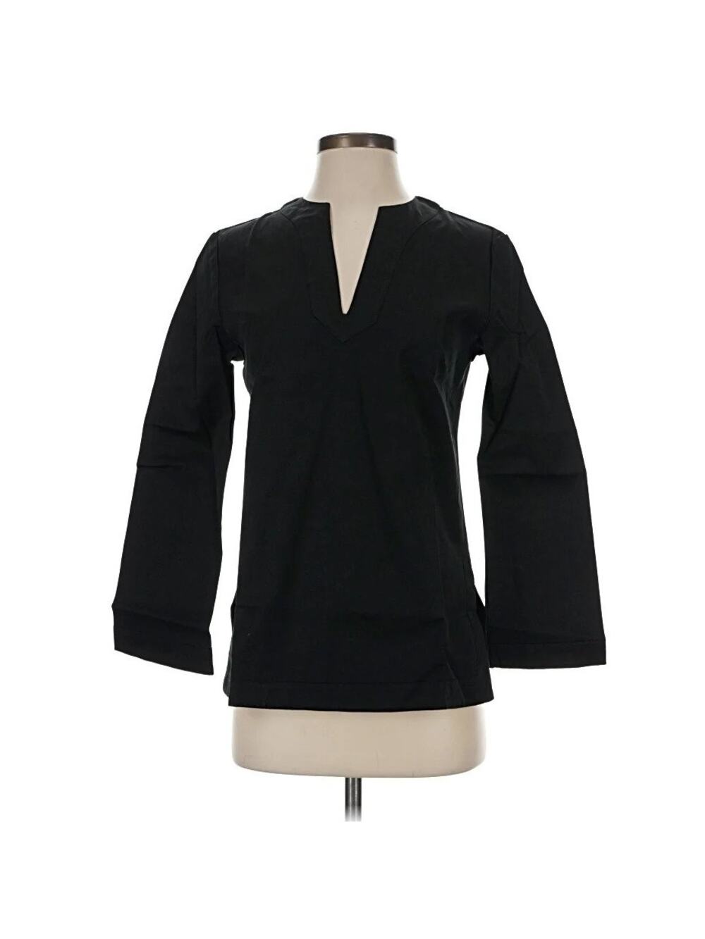 NEW Jonano Sonia Tunic Top Notch Neck Bamboo Organic Cotton Blend Black Size XS